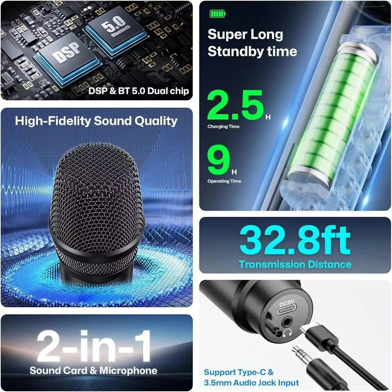 🎁Last Day Promotion 49% OFF🔥2-in-1 Bluetooth Microphone with Sound Card, Voice Changer and Noise Reduction for Streaming
