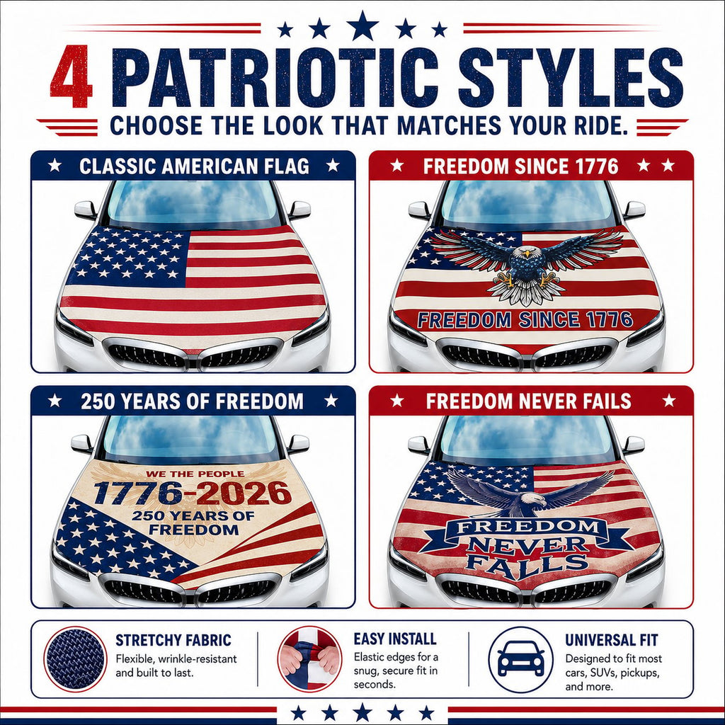 🇺🇸 Universal American Hood Flag Cover 🔥 Fits Most Cars, SUVs & Pickups🦅[Buy 2 Free Shipping]