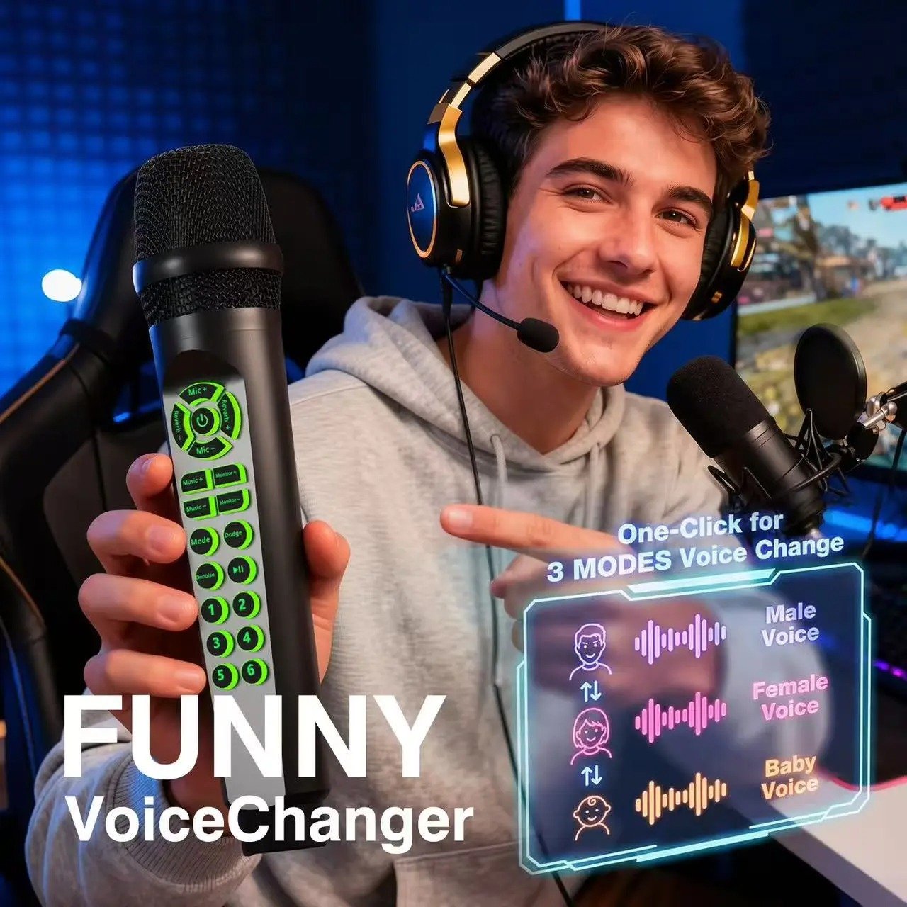 🎁Last Day Promotion 49% OFF🔥2-in-1 Bluetooth Microphone with Sound Card, Voice Changer and Noise Reduction for Streaming