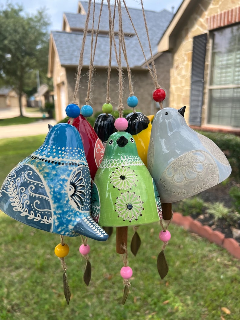 Hand-Painted Ceramic Bird wind Chimes (Handmade by Jordan Maynard®)-Buy 2 Free Shipping
